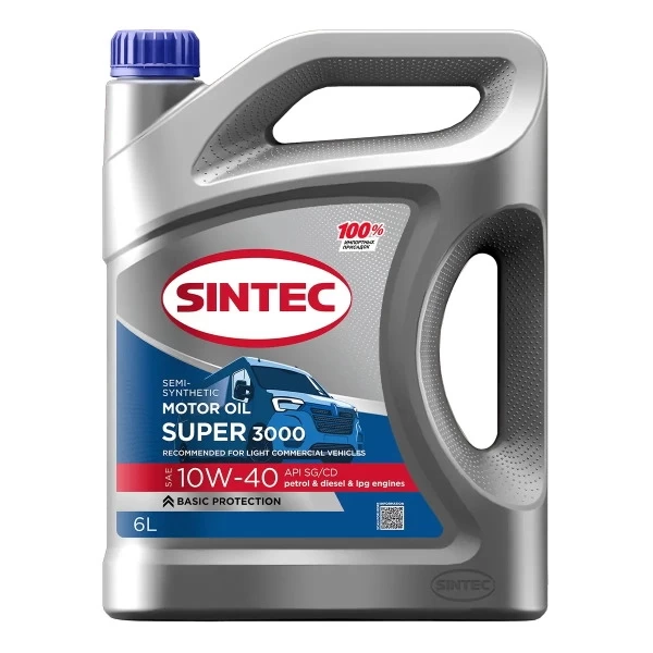 Масло моторное 10W-40 SINTEC SUPER 3000 SG/CD (6л) 104936