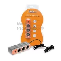 Разветвитель прикуривателя на 3 гнезда + USB (оранжевый) AIRLINE ASP3U03