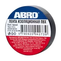 ABRO Изолента ПВХ чёрная 18 мм X 18,2 м ET-912-18-20-BLK-RW