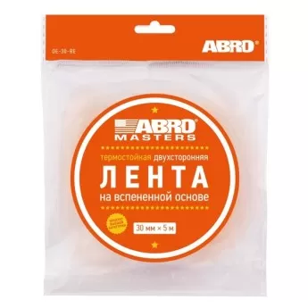 ABRO Лента клейкая двухсторонняя белая (30мм х 5м) Abro Master OE-30-RW