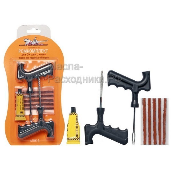 Ремкомплект для бескамерных шин с клеем AIRLINE ATRK3