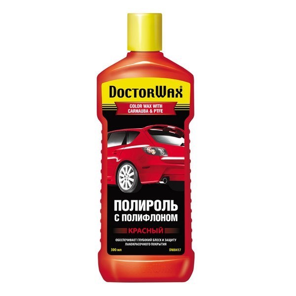 DW8417 DoctorWax Цветная полироль с полифлоном (красная) 300мл