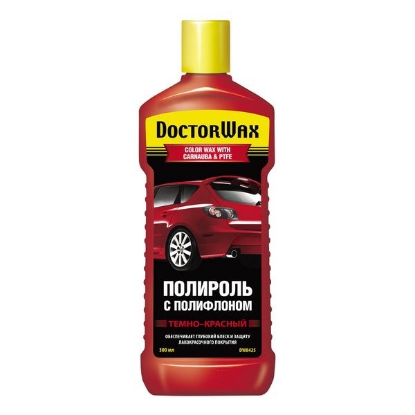 DW8425 DoctorWax Цветная полироль с полифлоном (темно-красная) 300мл
