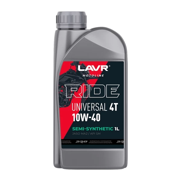 Моторное масло RIDE UNIVERSAL 4T 10W-40 SM LAVR МОТО (1л) Ln7745