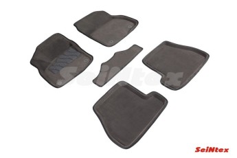 Ворсовые 3D коврики FORD FOCUS III АКПП 2011-2015 серые (комплект) SEINTEX 84780
