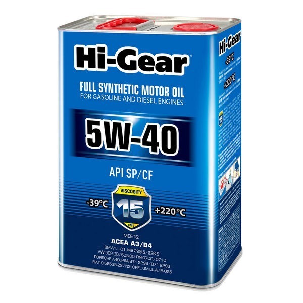 HI-GEAR масло моторное FULL SYNTHETIC 5W-40 SN/CF (4л) HG0544