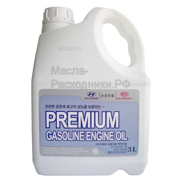Масло моторное Hyundai-KIA Premium Gasoline 5W-20 SL/GF-3 (3л) / 05100-00321