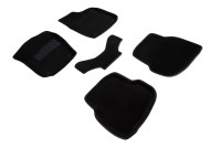 Ворсовые 3D коврики VOLKSWAGEN POLO SEDAN 2010- (Черные) комплект SEINTEX 83734