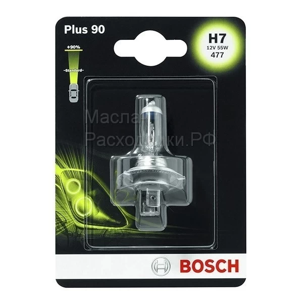 Автолампа BOSCH H7 55W (блистер 1 шт) +90% (1987301078)