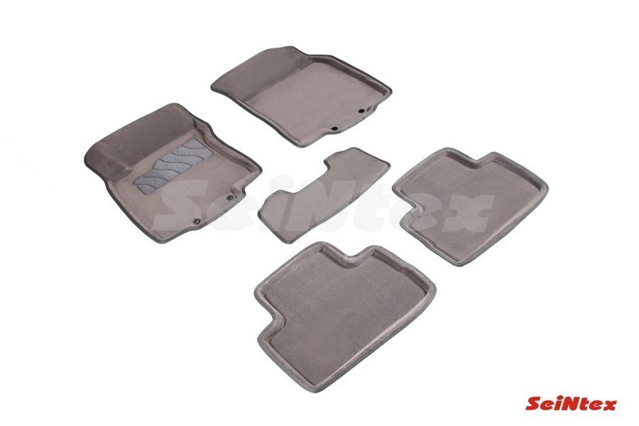 Ворсовые 3D коврики NISSAN QASHQAI II (Российская) 2016- серые (комплект) SEINTEX 88890