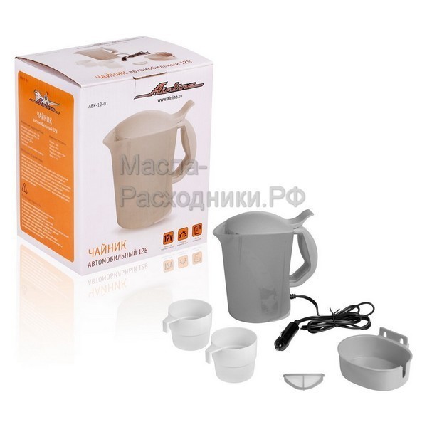 Чайник автомобильный 12В серый пластик AIRLINE ABK1201