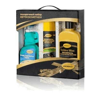 ASTROhim Подарочный набор №2 AC-502 (Полироль кузова "Golden Wax" AC-245, Очиститель стекол AC-375, Полироль приборной панели AC-233, аэрозоль)