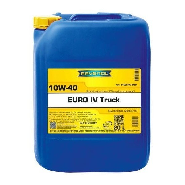 Масло моторное RAVENOL Euro IV Truck 10W-40 (20л) 1122107-020-01-999