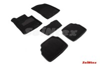 Ворсовые коврики 3D для Hyundai Sonata VIII (DN8) 2019-н.в. черные (комплект) SEINTEX 93053