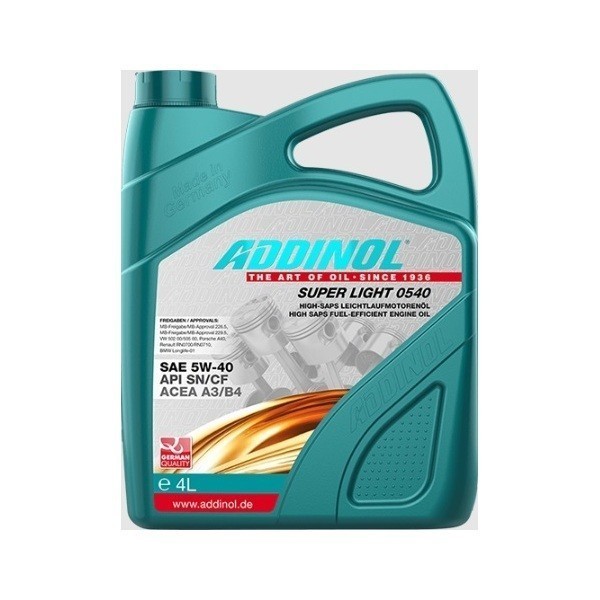 ADDINOL SUPER LIGHT 5W-40 A3/B4 SN/CF Масло моторное (4л) 4014766251022