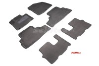 Ворсовые 3D коврики Hyundai Santa Fe IV (5мест) серые (комплект) SEINTEX 93916