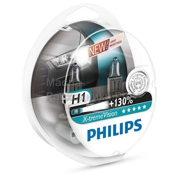 Автолампы 12258XV Philips H1 12V-55W (P14,5s) X-treme Vision +130% (комплект 2шт) 12258XVS2