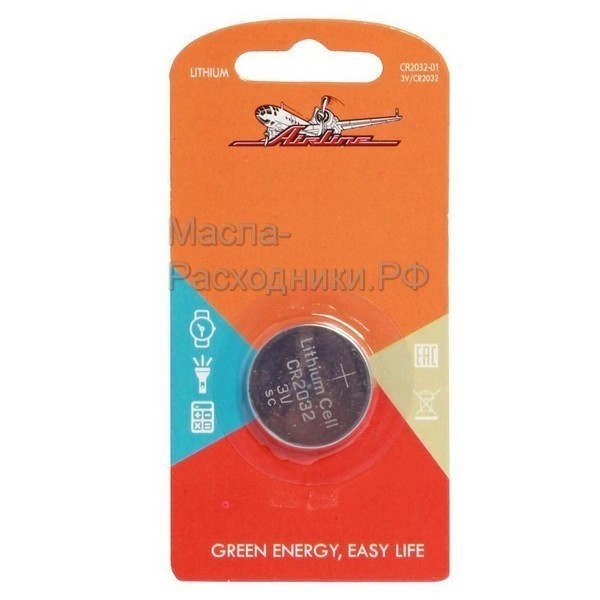 Батарейка CR2032 3V для брелоков сигнализаций литиевая 1 шт. AIRLINE CR203201