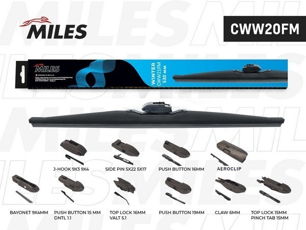 Щетка стеклоочистителя зимняя 530мм (21 дюйм) (10 адаптеров) CWW21FM MILES