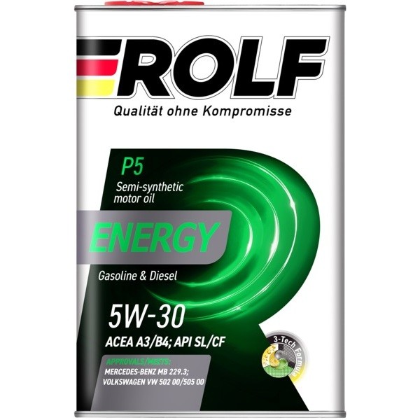 Масло моторное 5W-30 ROLF Energy A3/B4 SL/CF (4л) (АКЦИЯ 4л+1л) 101363