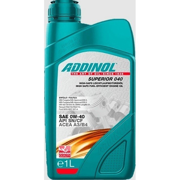 ADDINOL Superior 0W-40 A3/B4 SN CF Моторное масло (4л) 4014766251015