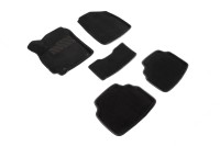 Ворсовые 3D коврики KIA Seltos 2019-н.в. черные (комплект) SEINTEX 93391