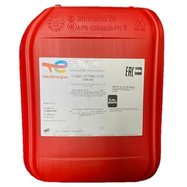 Масло моторное RUBIA OPTIMA 3100 10W-40 E6/E7/E8/E9/E11 CK-4 (20л) 307910