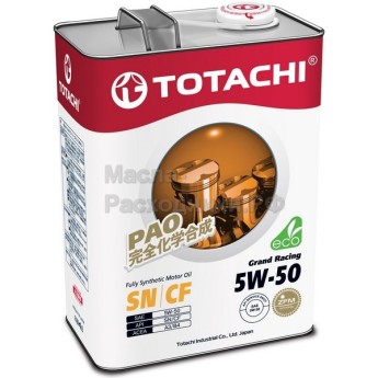 Масло моторное TOTACHI Gasoline Grand Racing Fully Synthetic SN 5W-50 (4л) 11604