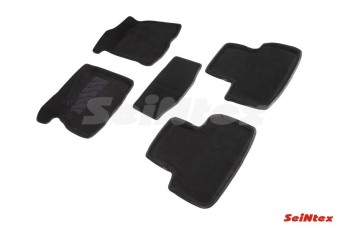 Ворсовые 3D коврики Lada Priora 2007-2018 черные (комплект) SEINTEX 92611