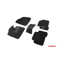 Ворсовые 3D коврики HYUNDAI SANTA FE III 2012-2018 (Черные) комплект SEINTEX 83624
