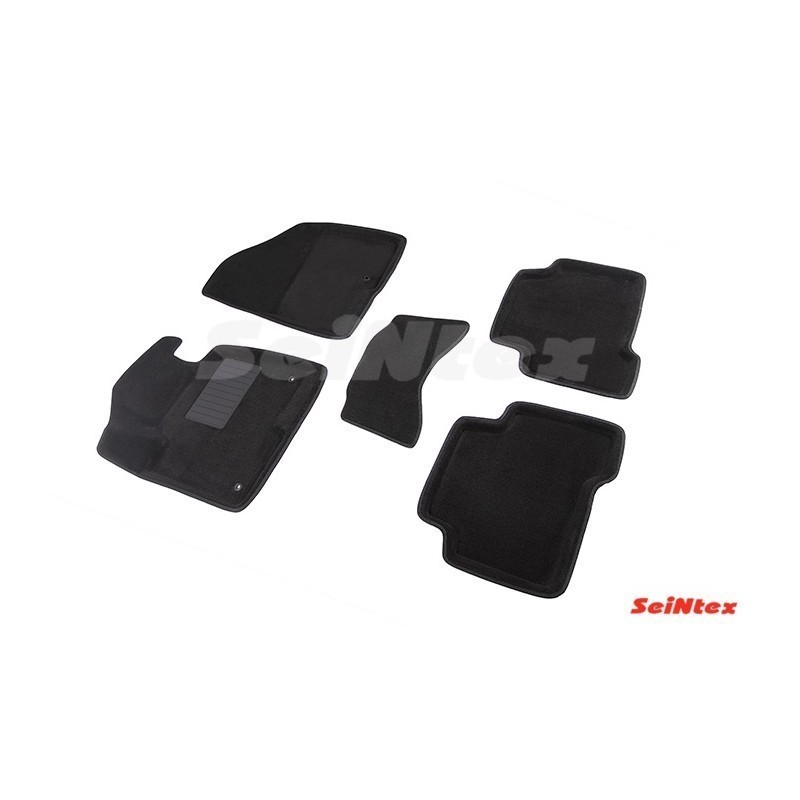 Ворсовые 3D коврики HYUNDAI SANTA FE III 2012-2018 (Черные) комплект SEINTEX 83624