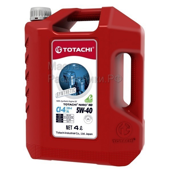 Масло моторное TOTACHI NIRO HD Synthetic CI-4,CH-4/SL 5W-40 (4л) пластик 17804