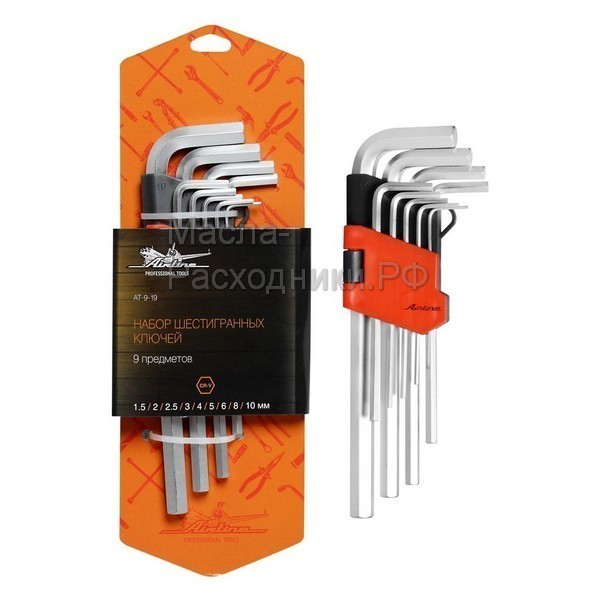 Набор шестигранных ключей 9 предметов, пластиковый подвес AIRLINE AT919