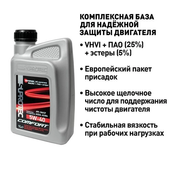 Масло моторное Suprotec COMFORT 5W-40 A3/B4 (1л) 124374