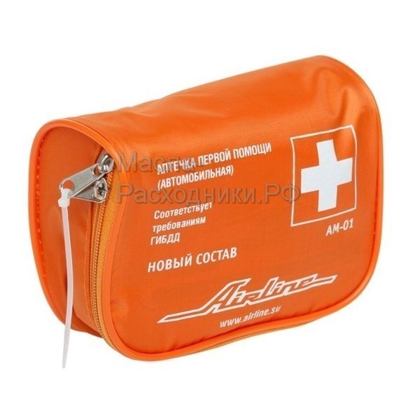 Аптечка автомобильная в текстильном футляре (Соответствует требованиям ГИБДД) AIRLINE AM01