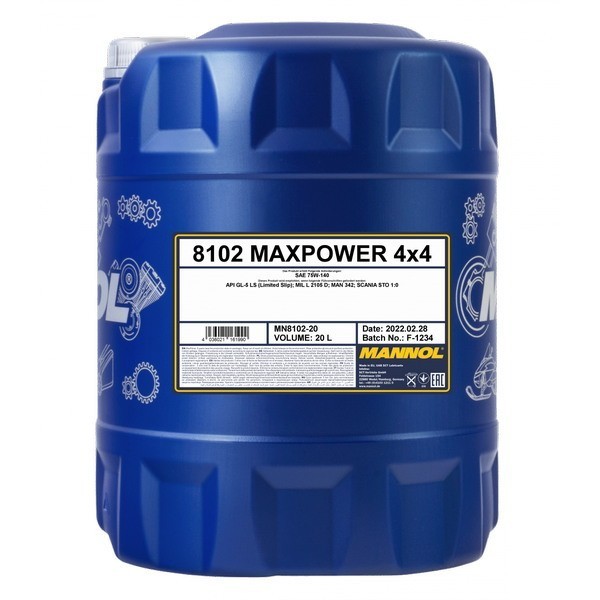 MANNOL 8102 масло трансмиссионное Maxpower 4x4 75W-140 GL-5 LS (20л) 1497