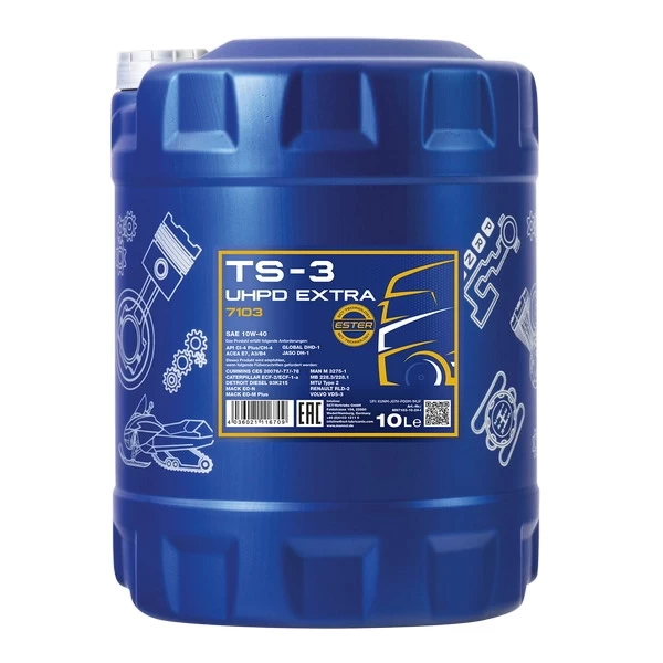 MANNOL 7103 масло моторное TS-3 EXTRA UHPD 10W-40 E7 A3/B4 CI-4-Plus/ CH-4/ SL (10л) 710310