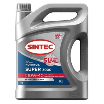 Масло моторное SINTEC SUPER 3000 10W-40 SG/CD (5л) 600301 (АКЦИЯ 5 по цене 4)