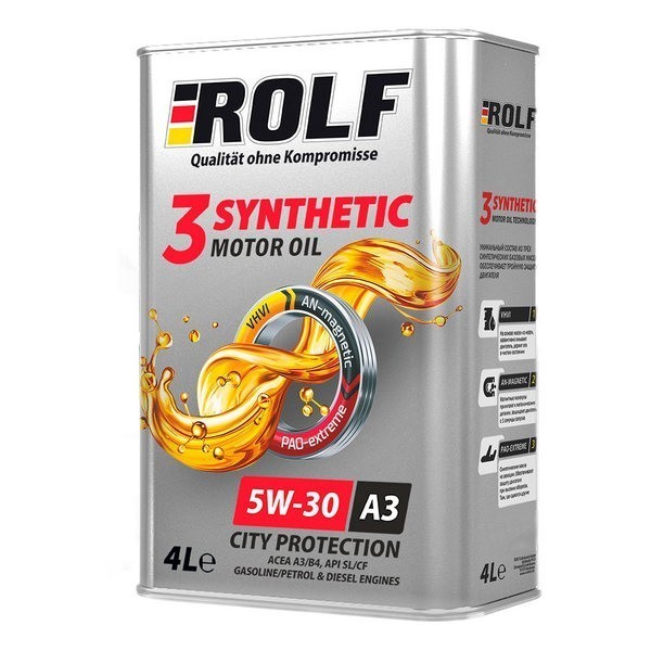 Масло моторное 5W-30 ROLF 3-SYNTHETIC ACEA A3/B4 (4л) 322549