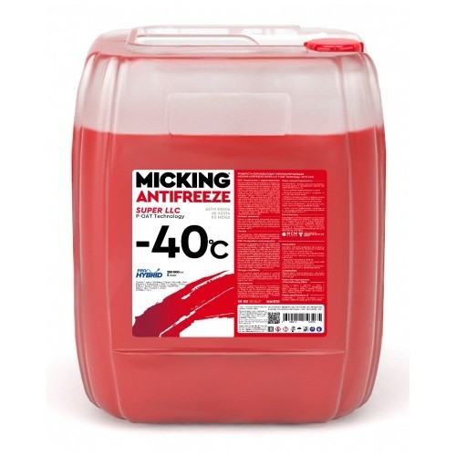 Антифриз MICKING ANTIFREEZE SUPER LLC P-OAT Tehnology -40C (красный) 20кг MA1010