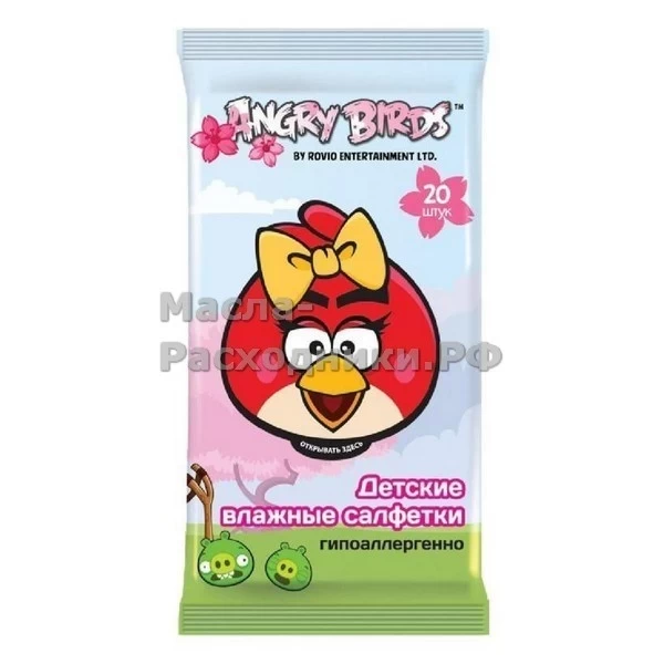 Angry Birds №20 влажные салфетки детские (девочка) 20шт 48737
