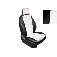 Чехлы экокожа на Hyundai Creta II 2021-н.в. 40/60 с зад. подлокотником Ромб белый (комплект) 96675 SEINTEX