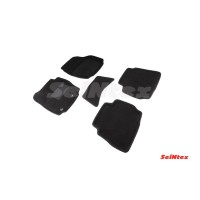 Ворсовые 3D коврики FORD MONDEO IV (овальный крепеж) 2007-2010 (Черные) комплект SEINTEX 87430