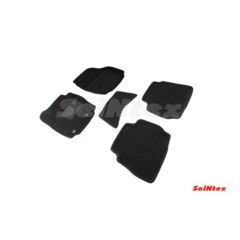 Ворсовые 3D коврики FORD MONDEO IV (овальный крепеж) 2007-2010 (Черные) комплект SEINTEX 87430
