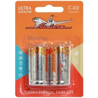 Батарейки LR14/С щелочные (2 шт) AIRLINE C02