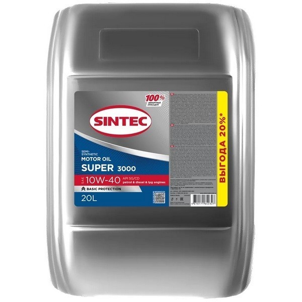 Масло моторное SINTEC SUPER 3000 10W-40 SG/CD (20л) 600241