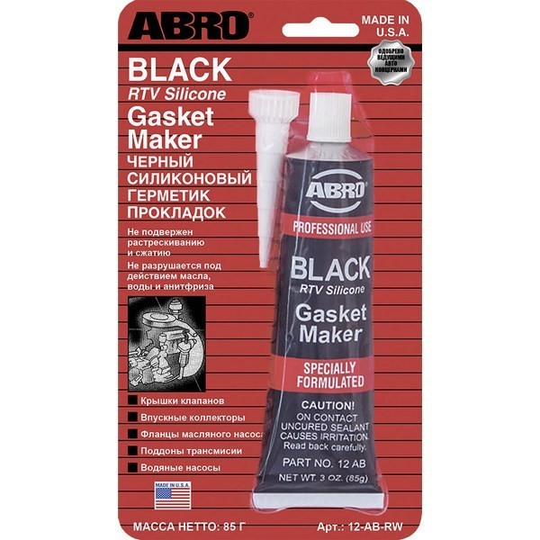 ABRO Герметик прокладок высокотемпературный (черный) 85 гр U.S.A. 12ABRW