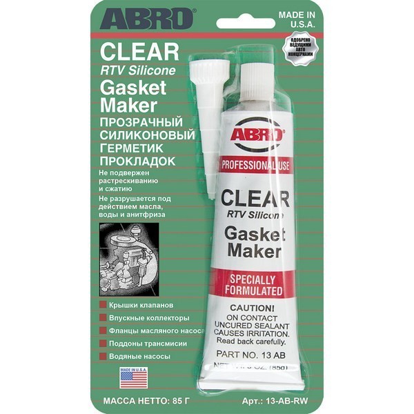 ABRO Герметик прокладок высокотемпературный (прозрачный) 85 гр U.S.A. 13ABRW