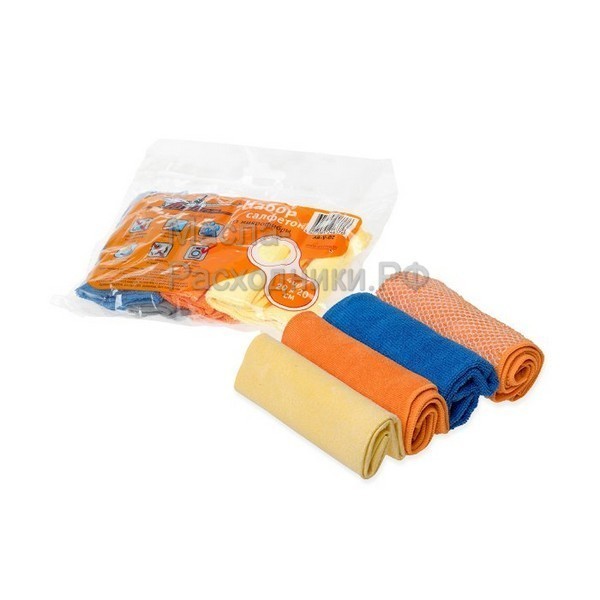 Набор салфеток "рулончики" из микрофибры (4шт., 20*20 см) AIRLINE ABV02