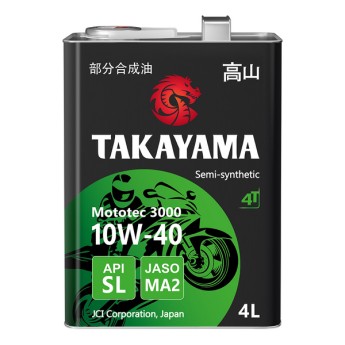 Масло моторное 4T 10W-40 TAKAYAMA Mototec 3000 SL JASO MA-2 (4л) 6056121